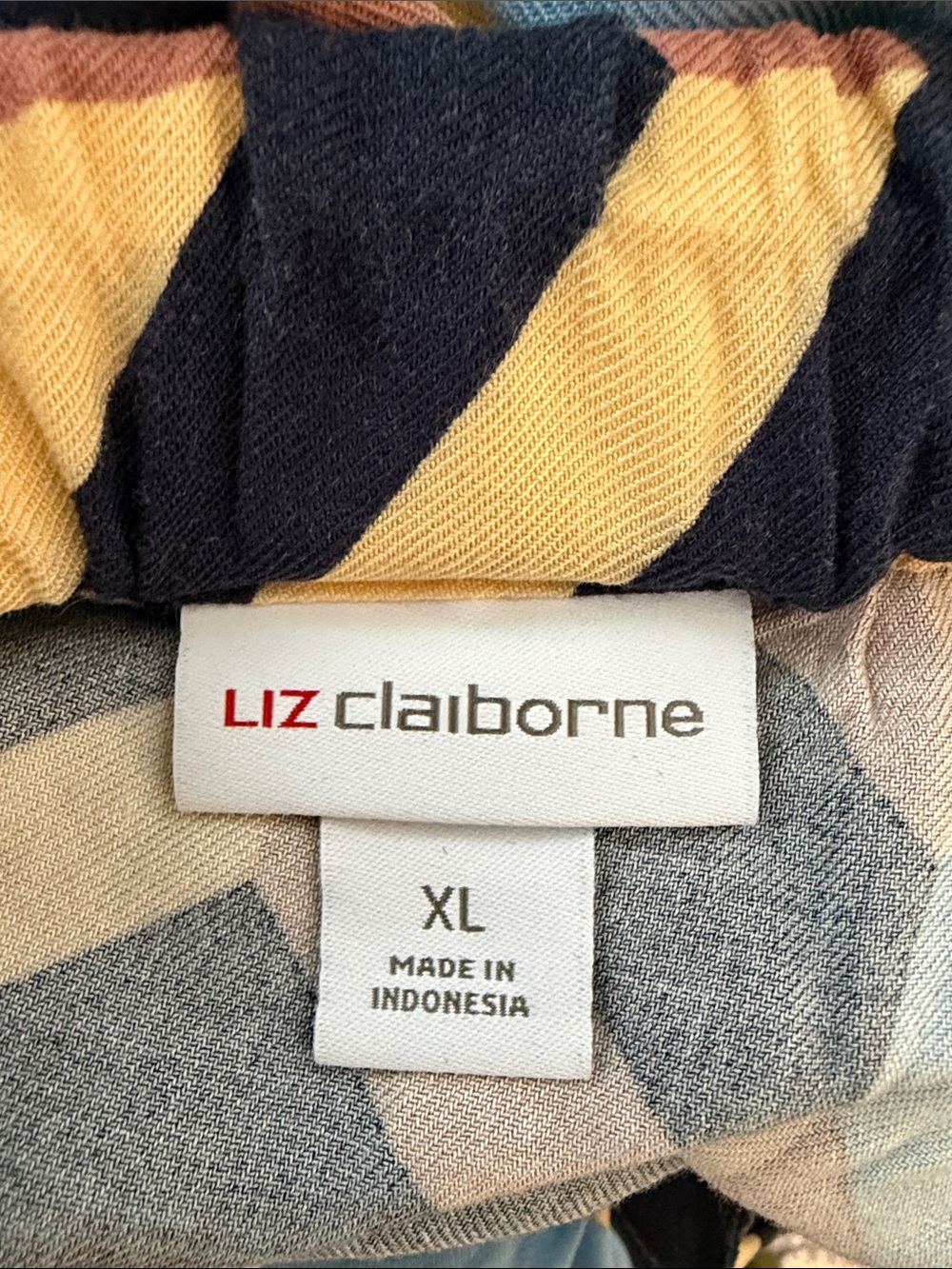 Liz Claiborne Yellow and Navy Striped Blouse